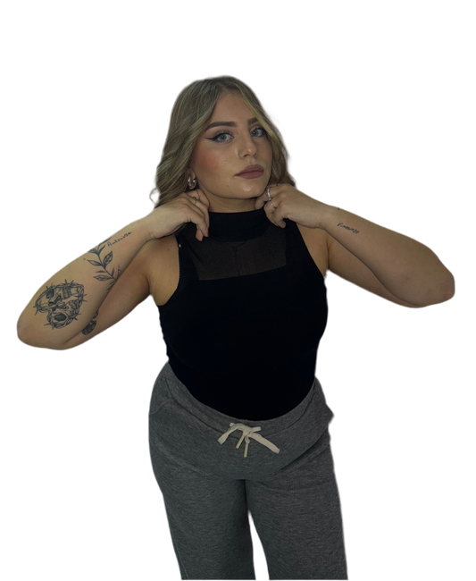 Top Collo Alto Con Trasparenza