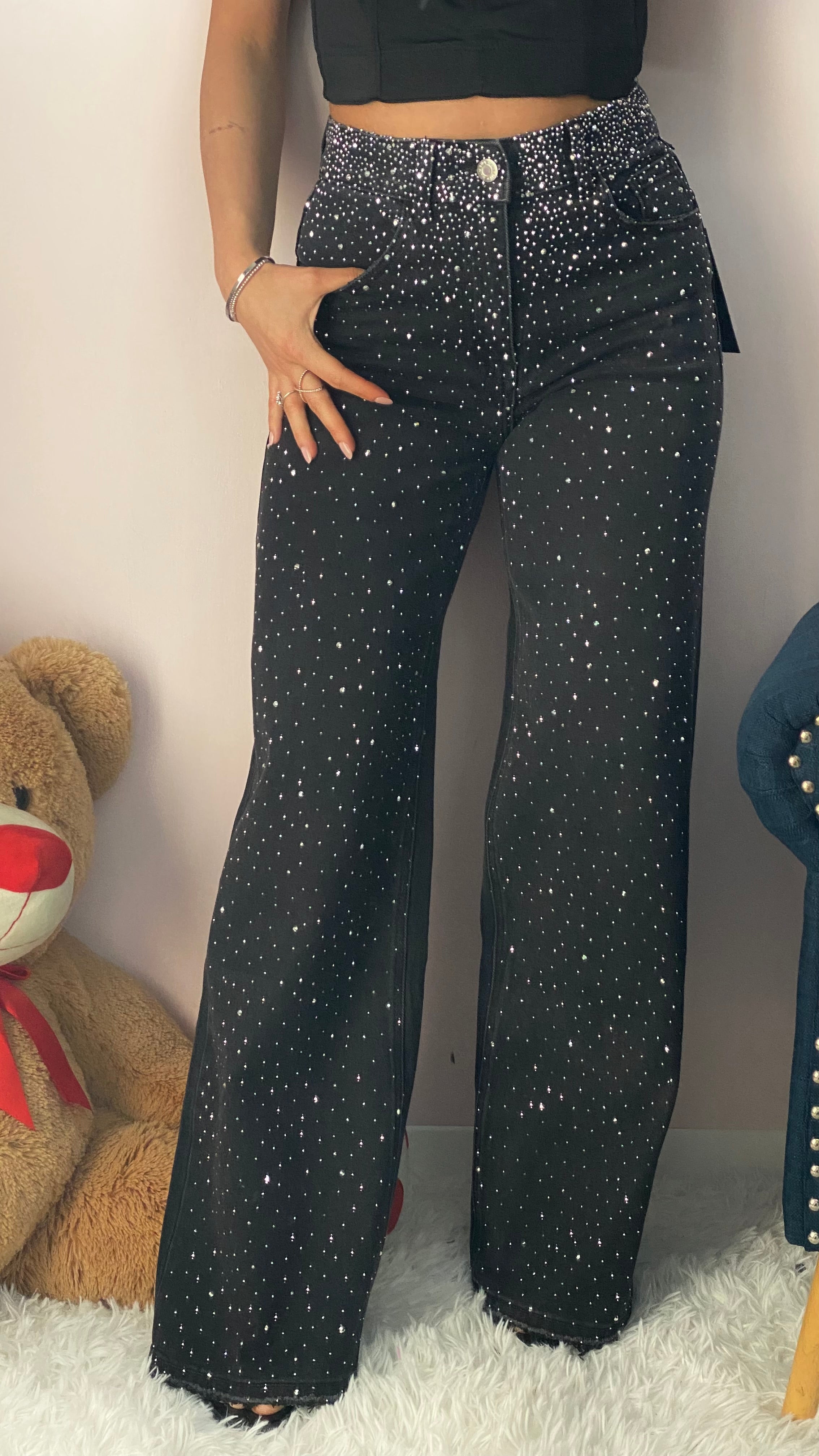 Jeans Black Strass
